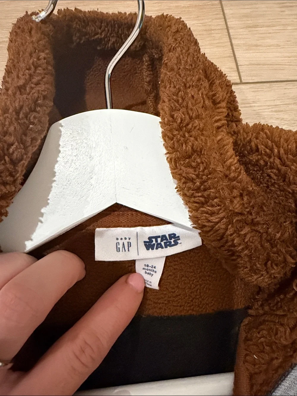 Kids Brown Sherpa Chewie Star Wars x Gap One-Piece Romper with Diagonal Detail